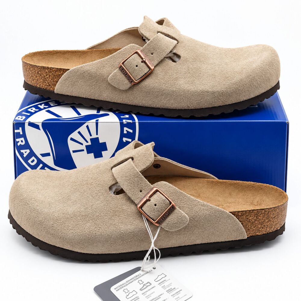 Birkenstock Boston Soft Footbed Suede Clogs Men 13 EU 46 Regular Taupe 0560771